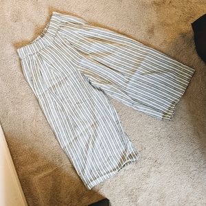 GAP White/Grey Striped Linen Culottes Size 2